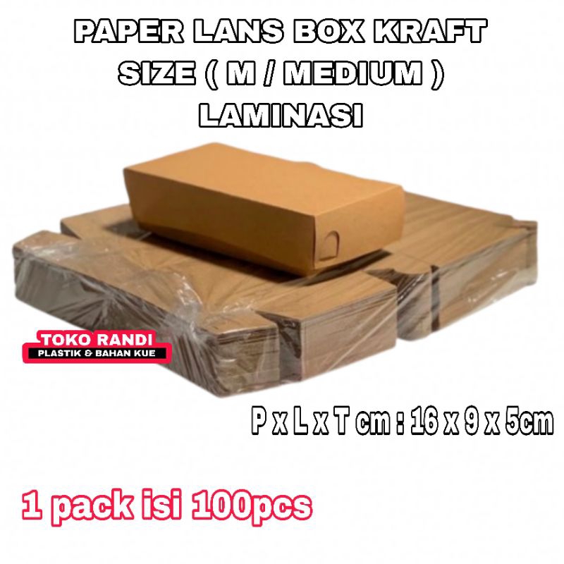 

PAPER Lunch BOX KRAFT SIZE ( M / MEDIUM ) 100pcs