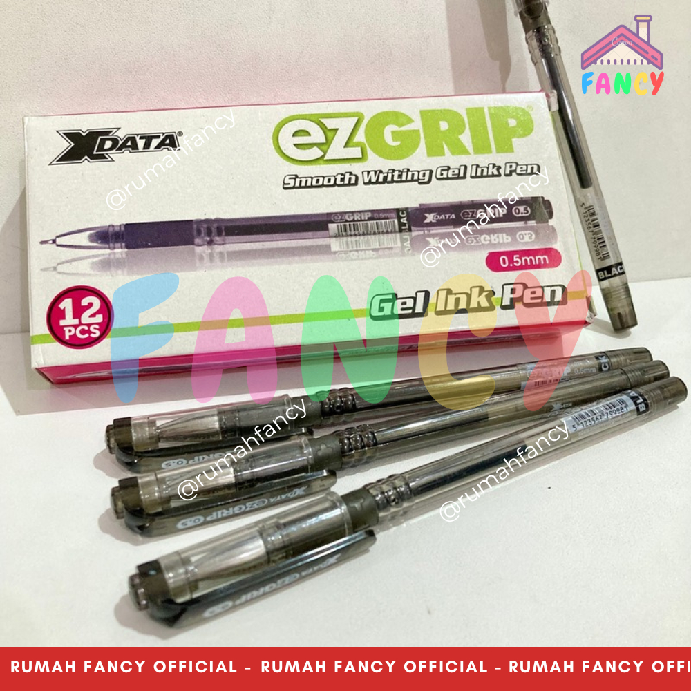 

[GROSIR] 1 Lusin/ 12 Pcs Bolpen/ Pulpen/ Pena XDATA EZGRIP Hitam / Pulpen Buka Tutup 0.5 mm Tinta Warna Hitam
