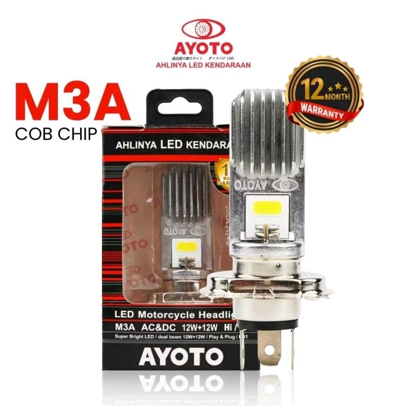 LAMPU AYOTO M3A Lampu led motor lampu depan headlamp LED H4 AYOTO AC DC M3A Motorcycle Waterproof