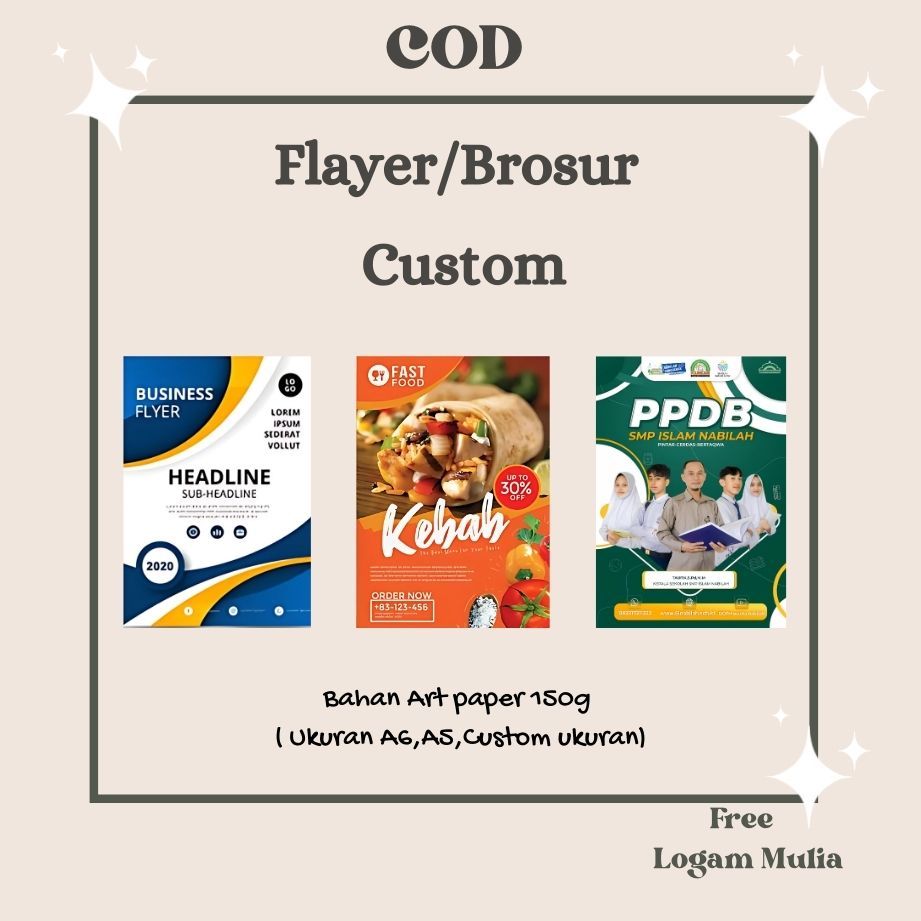 

Brosur | Flayer | 1 Sisi | 2 Sisi / COD | Free Ongkir | Ukuran A6 | Ukuran A5