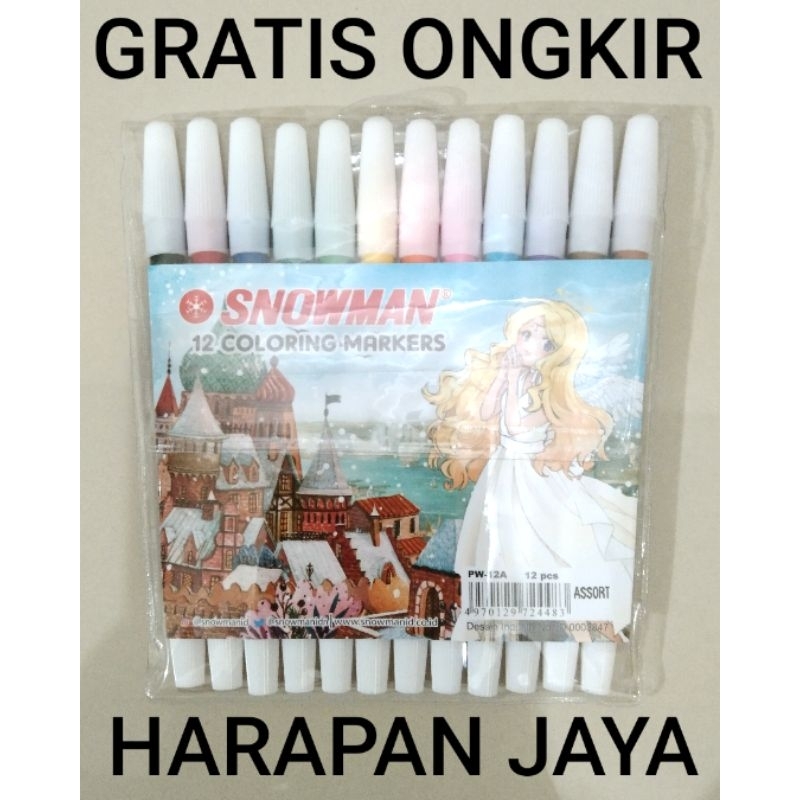 

Spidol 12 Warna PW-12A SNOWMAN Per Papan