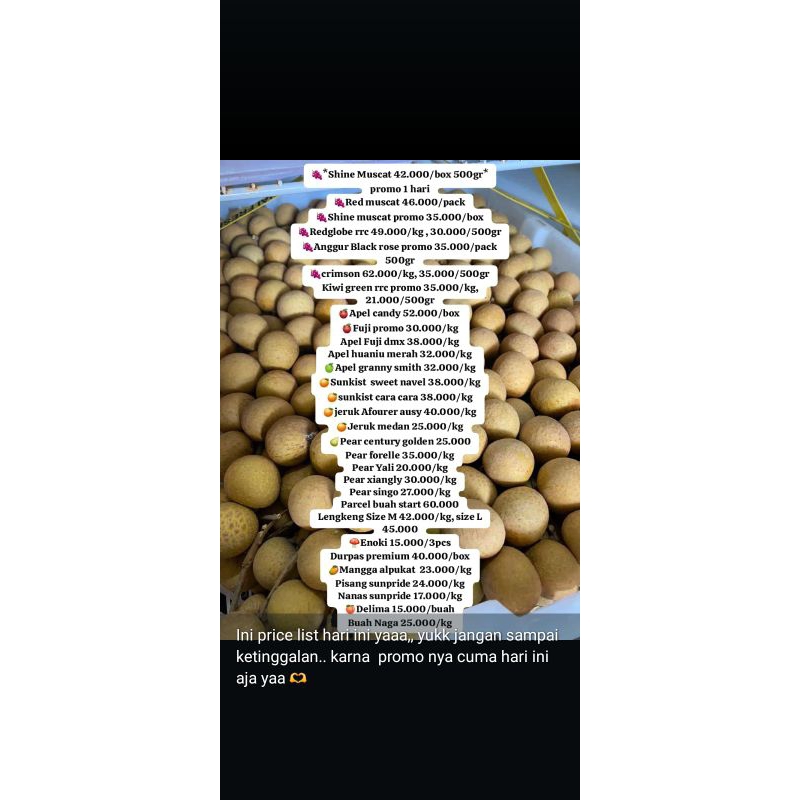 

nota belanja buah segar dan parcell