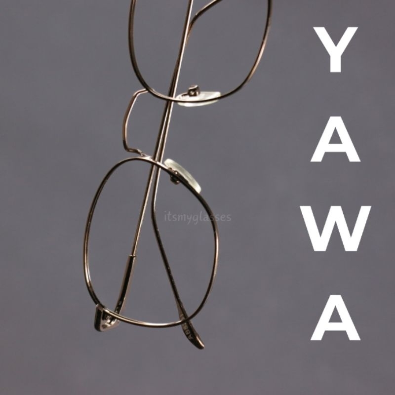 Optical Frame Yawa - Kacamata Optik Kotak Besi Tipis - Cokelat/Gun - Minus/Silinder/Plus - Pria/Wani
