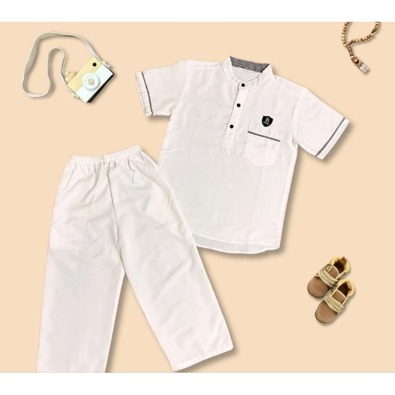 premium koko setelan anak laki laki manasik baju koko anak warna putih