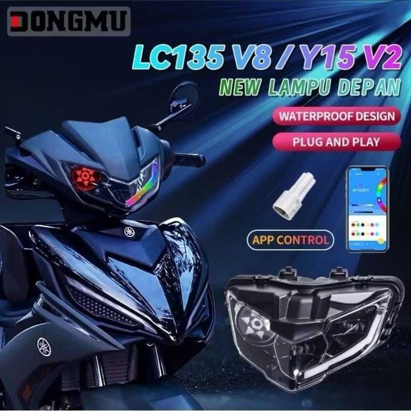 lampu depan mx new 135 v8 2022 mx king 150 rgb daymaker / headlamp y15zr v2 lc135 v8 2022 / refletor