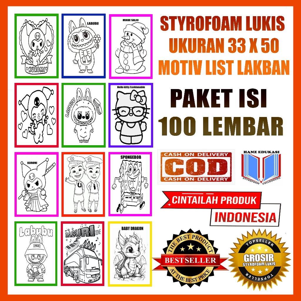 

Paket 100 pcs styrofoam lukis List lakban uk 33 x 50