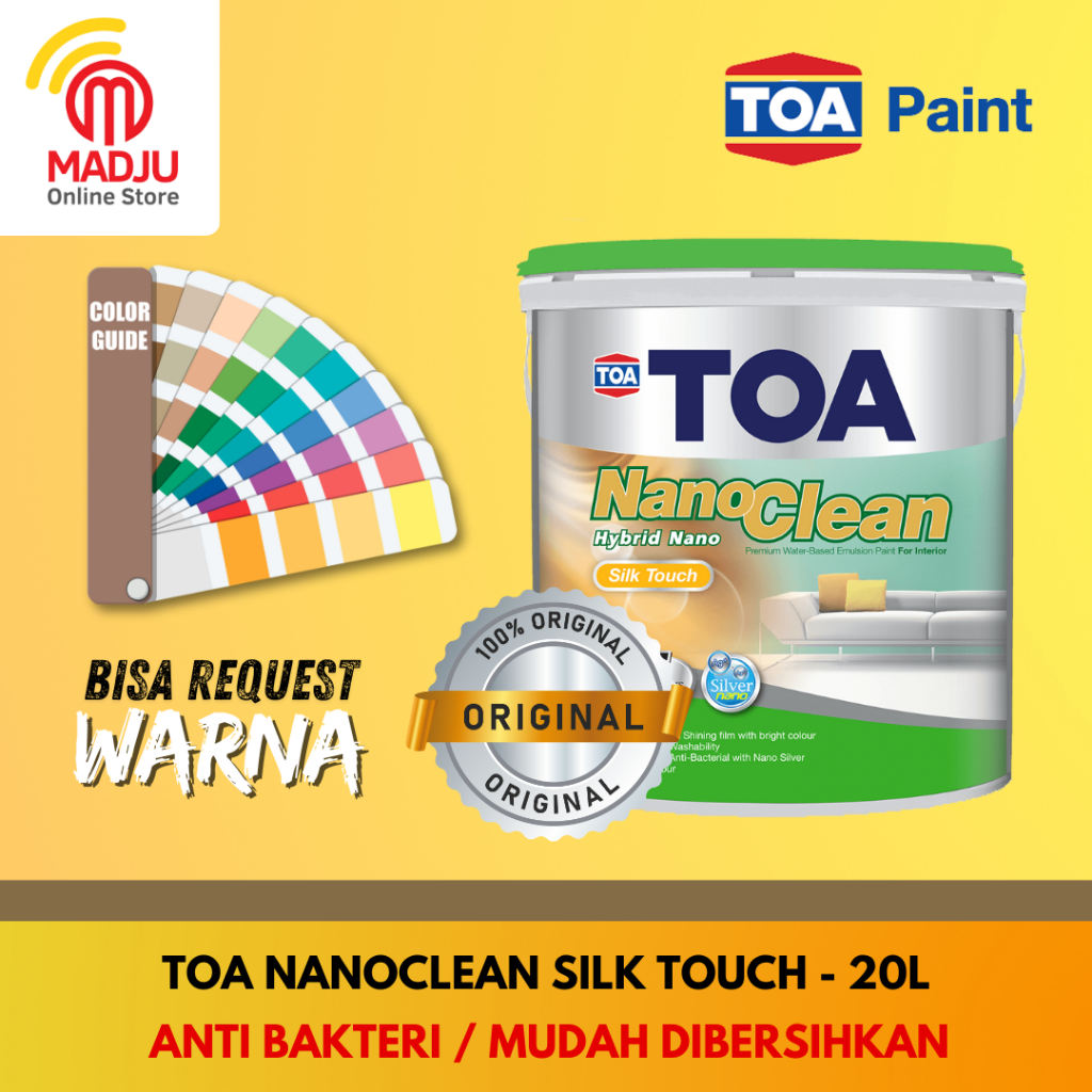 CAT TOA NANOCLEAN SILK TOUCH CAT TEMBOK INTERIOR TAHAN 7 TAHUN & ANTI BAKTERI & MUDAH DIBERSIHKAN HA