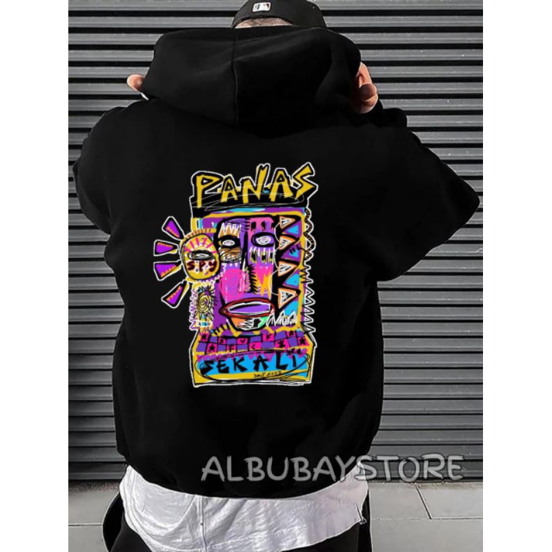 Sweater Hoodie Pria Gambar Abstrak