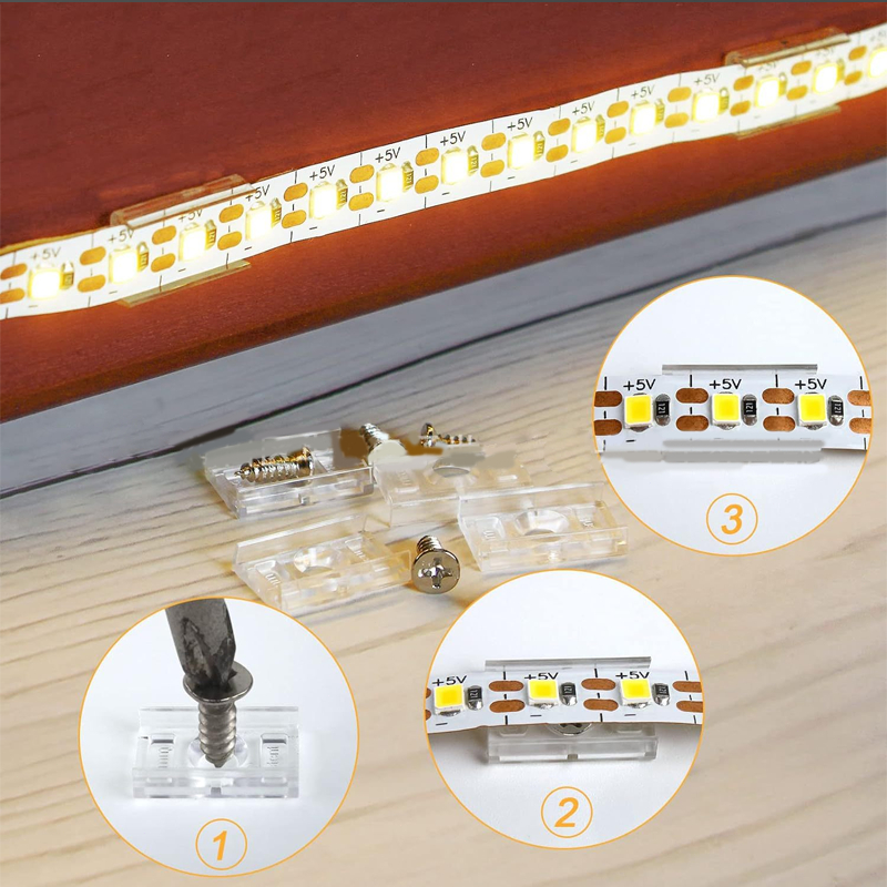 100Pcs Klem Lampu Led Strip Transparan Klem Kabel Lampu Led Strip Dengan Sekrup