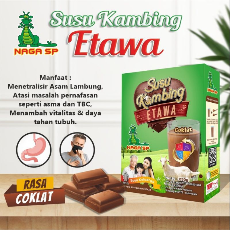 

Susu Kambing Etawa Bubuk Goat Milk NAGA SP Rasa Coklat 250gr