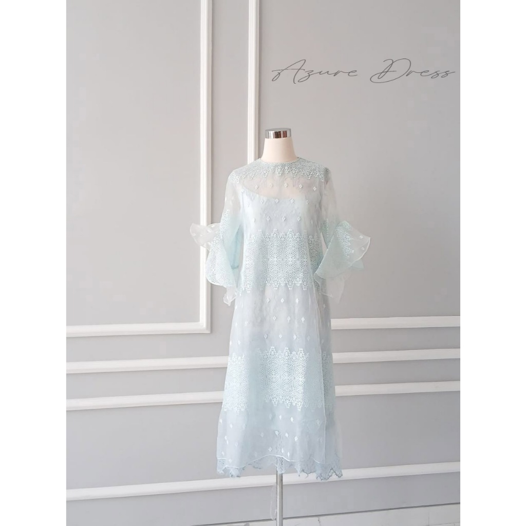 Azure Elegance Dress | Gaun Pesta Dewasa Perempuan Cewek Wanita | brokat/kebaya modern Premium