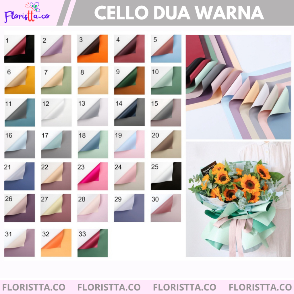 

(pack) Flower Wrapping Cellophane Bicolor Doff/Kertas Buket Dua Warna 20 lembar