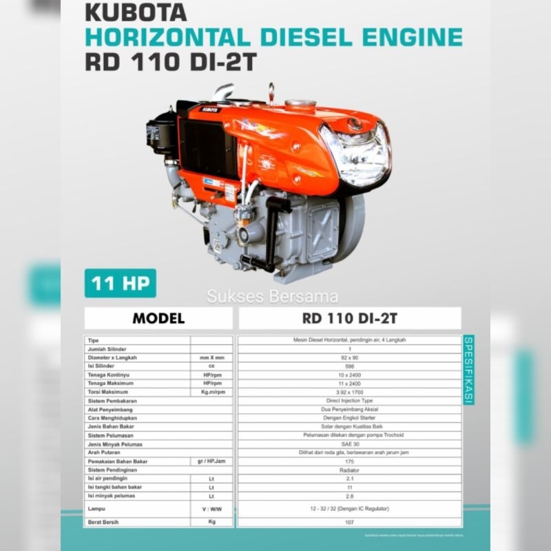 Diesel Kubota RD110 DI N (11Pk Radiator)