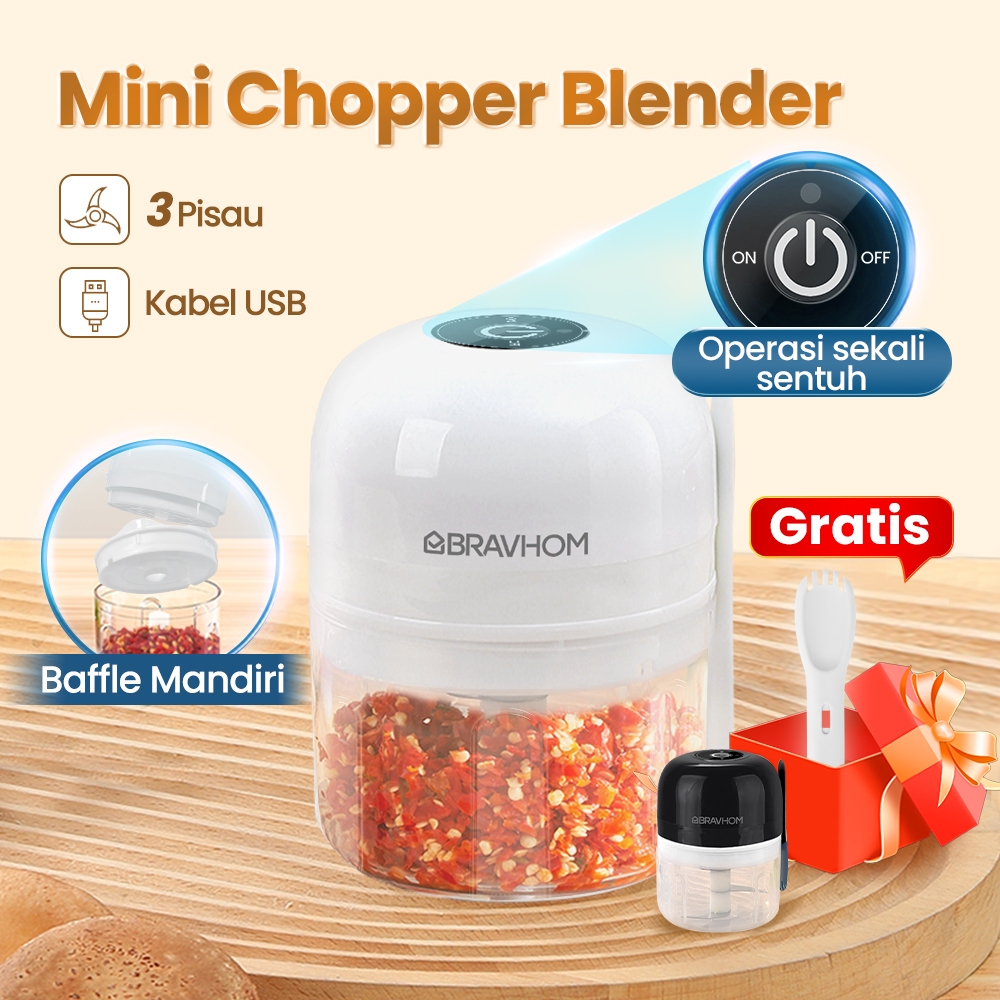 Blender Bumbu Mini Chopper Portable Coper Mini Bumbu Halus Basah Dapur Blender Mpasi Bayi KL-CP01