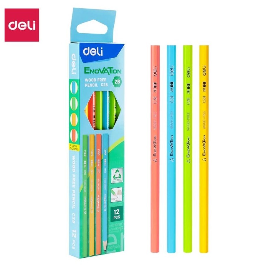 

Deli EC28 Wood Free Pencil / Pensil 2B Isi 12 Ramah Lingkungan Bahan Daur Ulang