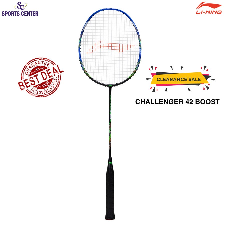 Clear Sale Raket Badminton Lining Challenger 42 Boost Black Blue