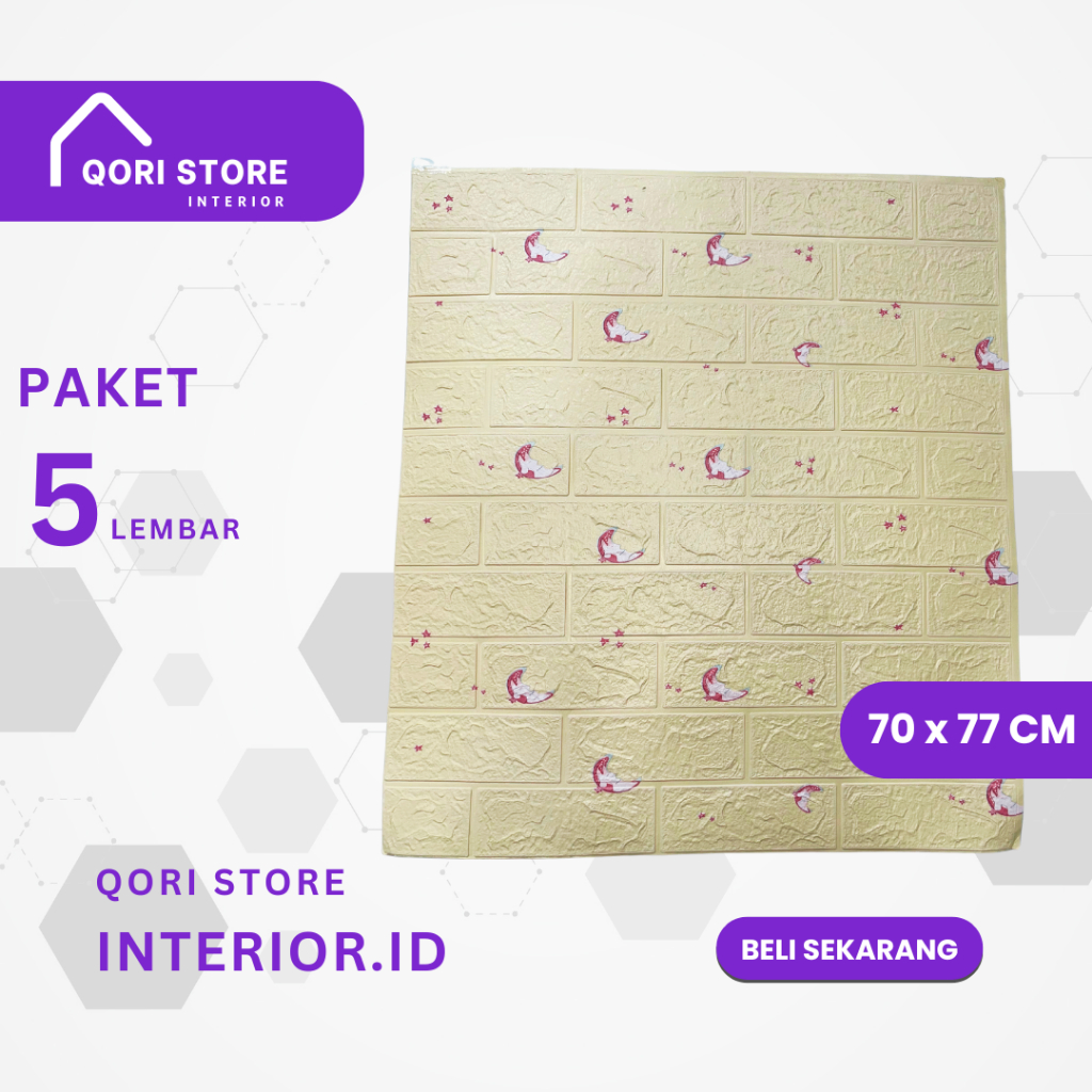 Wallpaper 3D Modern Foam peredam panas dan suara motif Paket 5  Pcs