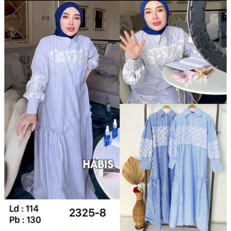 Gamis Import Premium motif salur