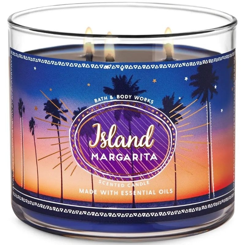 BATH & BODY WORKS BBW ISLAND MARGARITA 3-WICK SCENTED CANDLE 411 G PENGHARUM RUANGAN