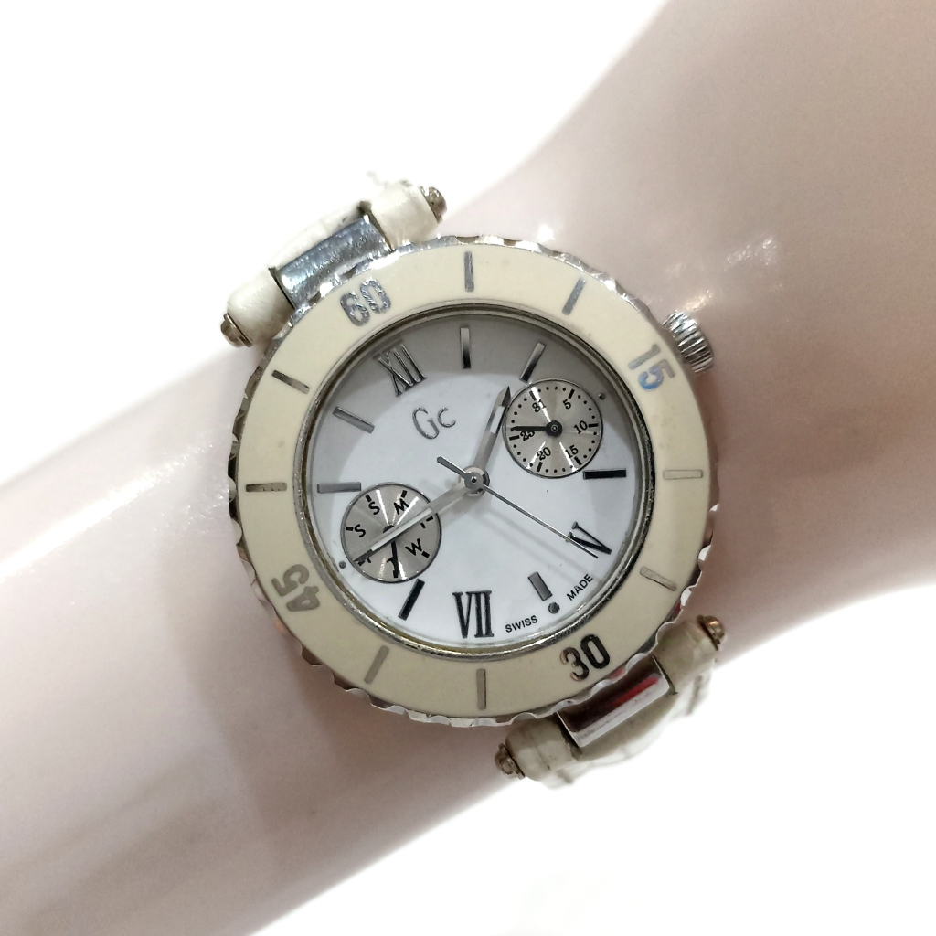 Jam Tangan GC Guess Collection Multifunction Ceramic Chic Leather Quartz Watch Wanita Perempuan
