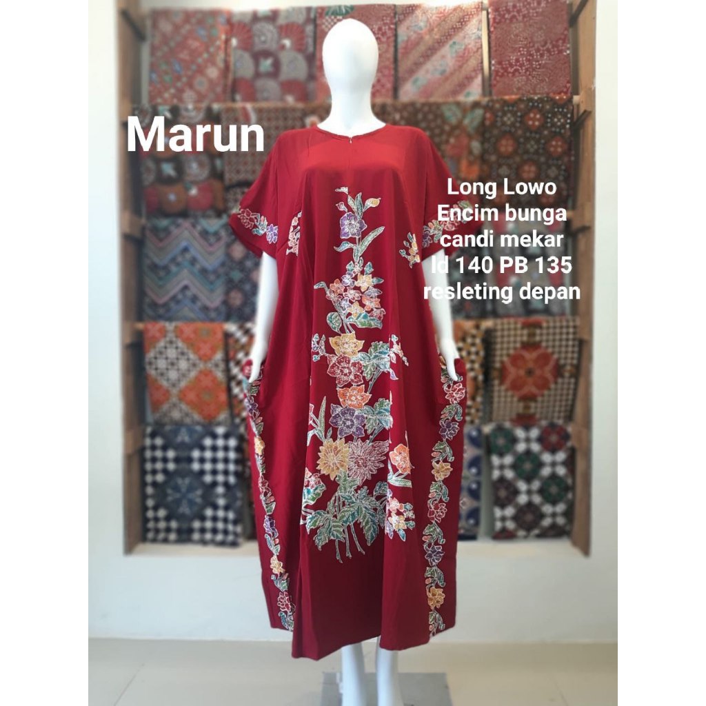 Longdress Lowo Encim Bunga Batik Cap Kombinasi Batik Tulis Premium