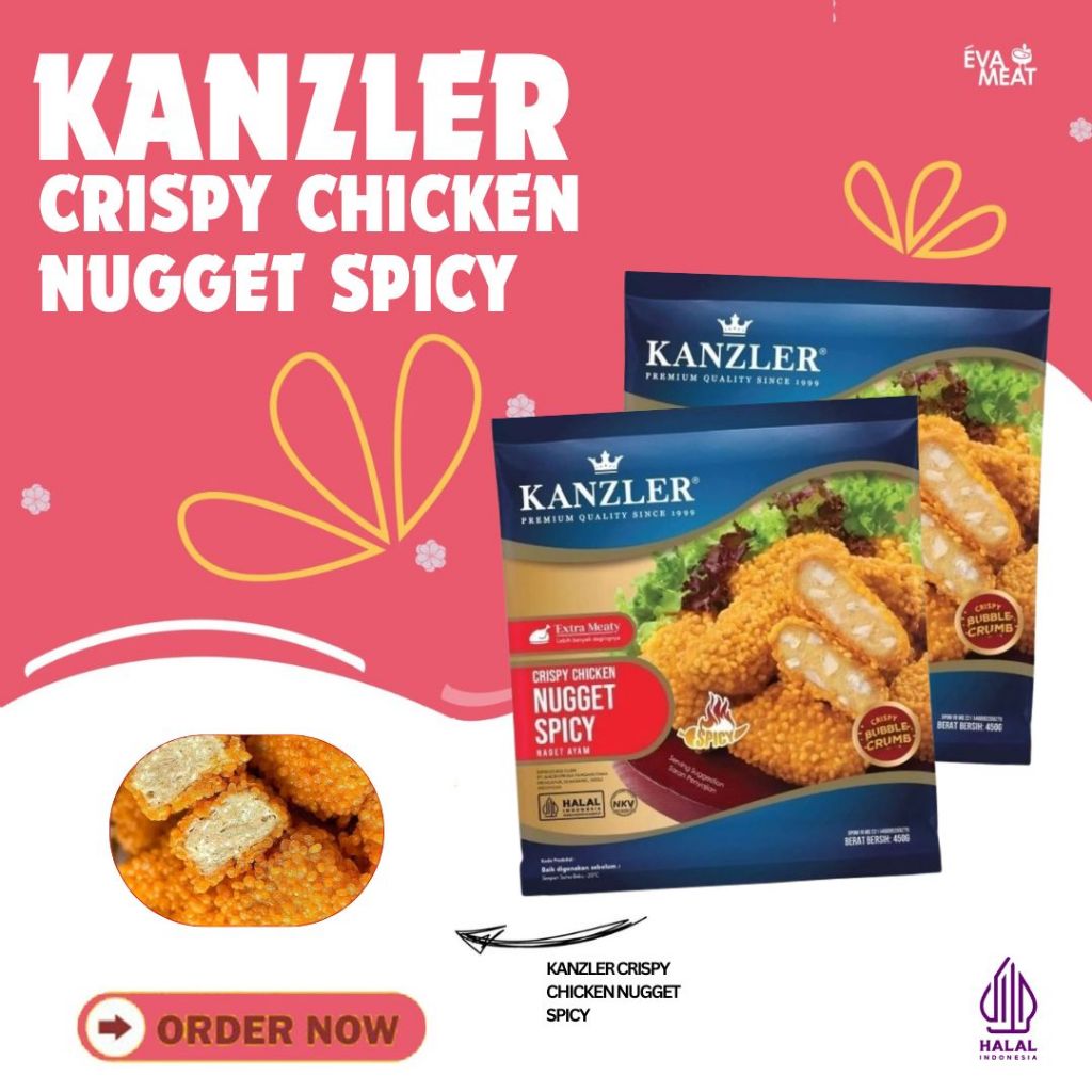

Kanzler Crispy Chicken Nugget Spicy 450 gr / Kanzler Nugget Spicy / Nugget Ayam Kanzler Crispy Spicy / Nugget Kanzler Spicy / Nugget Pedas