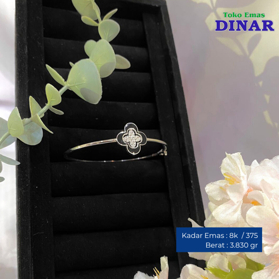 GELANG OVAL BATU AD+CAT MODEL PUTIH - EMAS MUDA - KADAR 8K 375