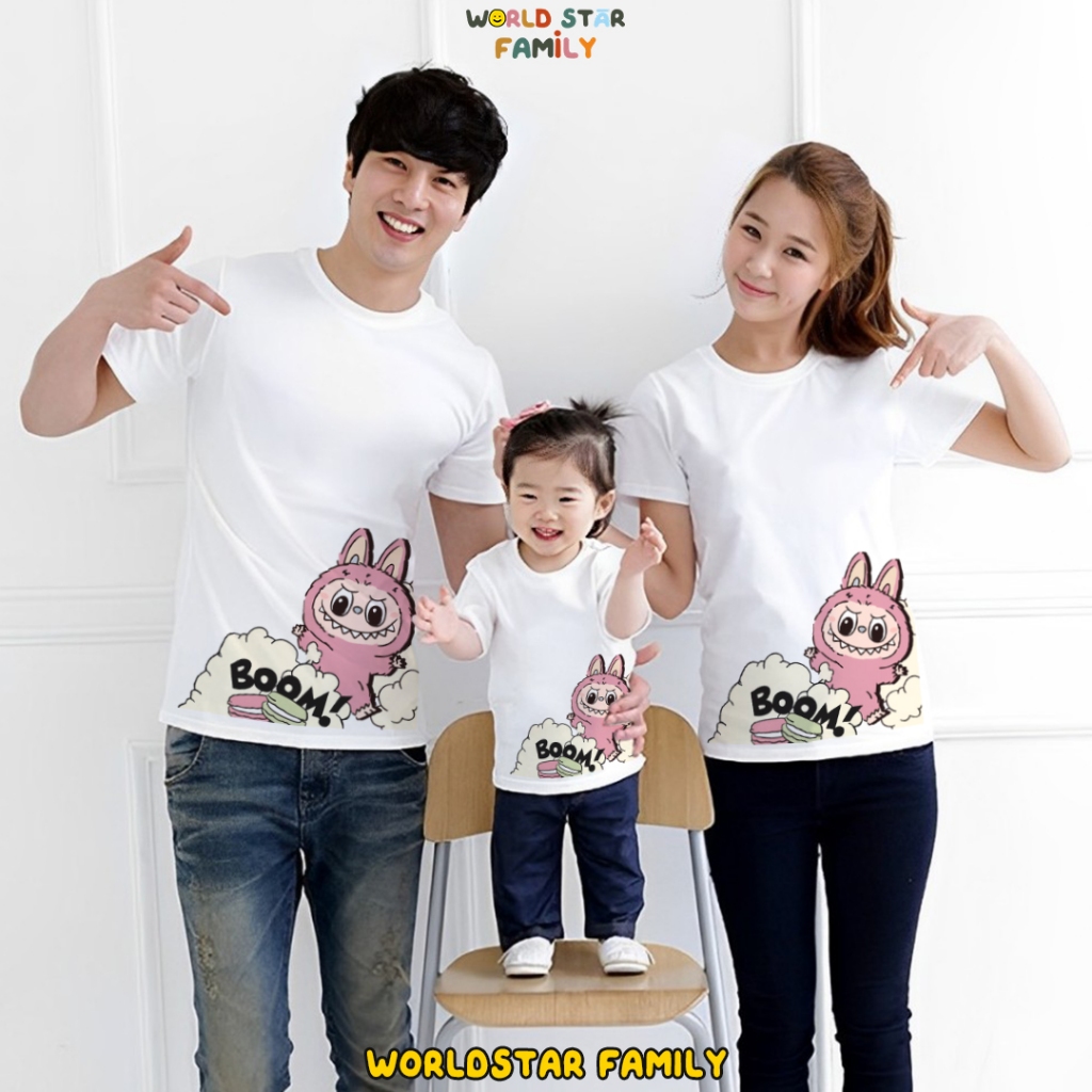 WSF Kaos Couple Keluarga LABUBU Kaos Couple Keluarga Lucu Kaos Pasangan Kaos Keluarga Baju Keluarga 