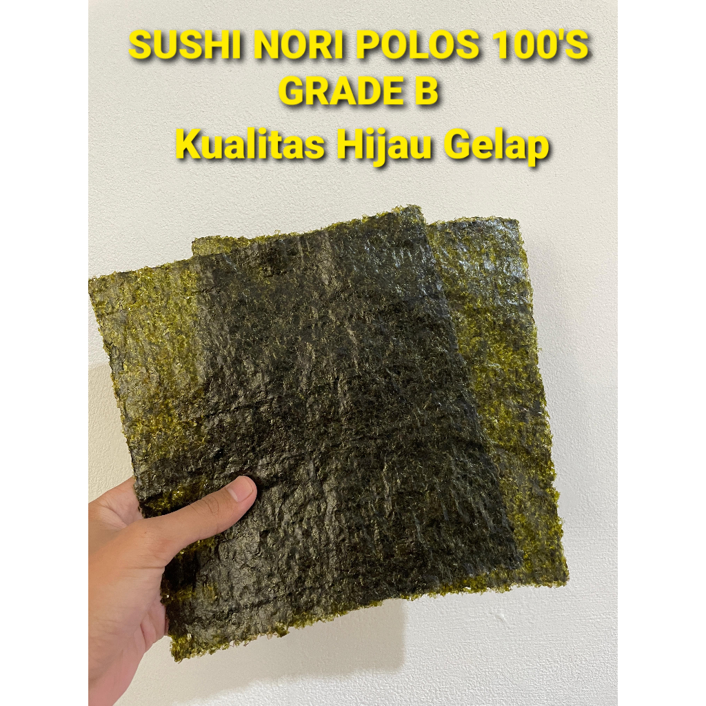 

SUSHI NORI 100 LEMBAR / SUSHI NORI POLOS 100'S HALAL RUMPUT LAUT PANGGANG ROASTED SEAWEED 21X19 CM