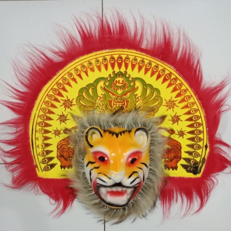 Topeng Spon Harimau Reog Mini Mainan Anak Topeng Reog Bulu Kecil Topeng Tradisional Jaranan Barongan