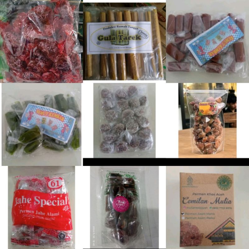 

Gula Tarek, Bon2 Santan, Kembang Gula Asam, Asam Gula Aceh, Manisan Bohmee, Permen Jahe 61 dan Permen Hacks