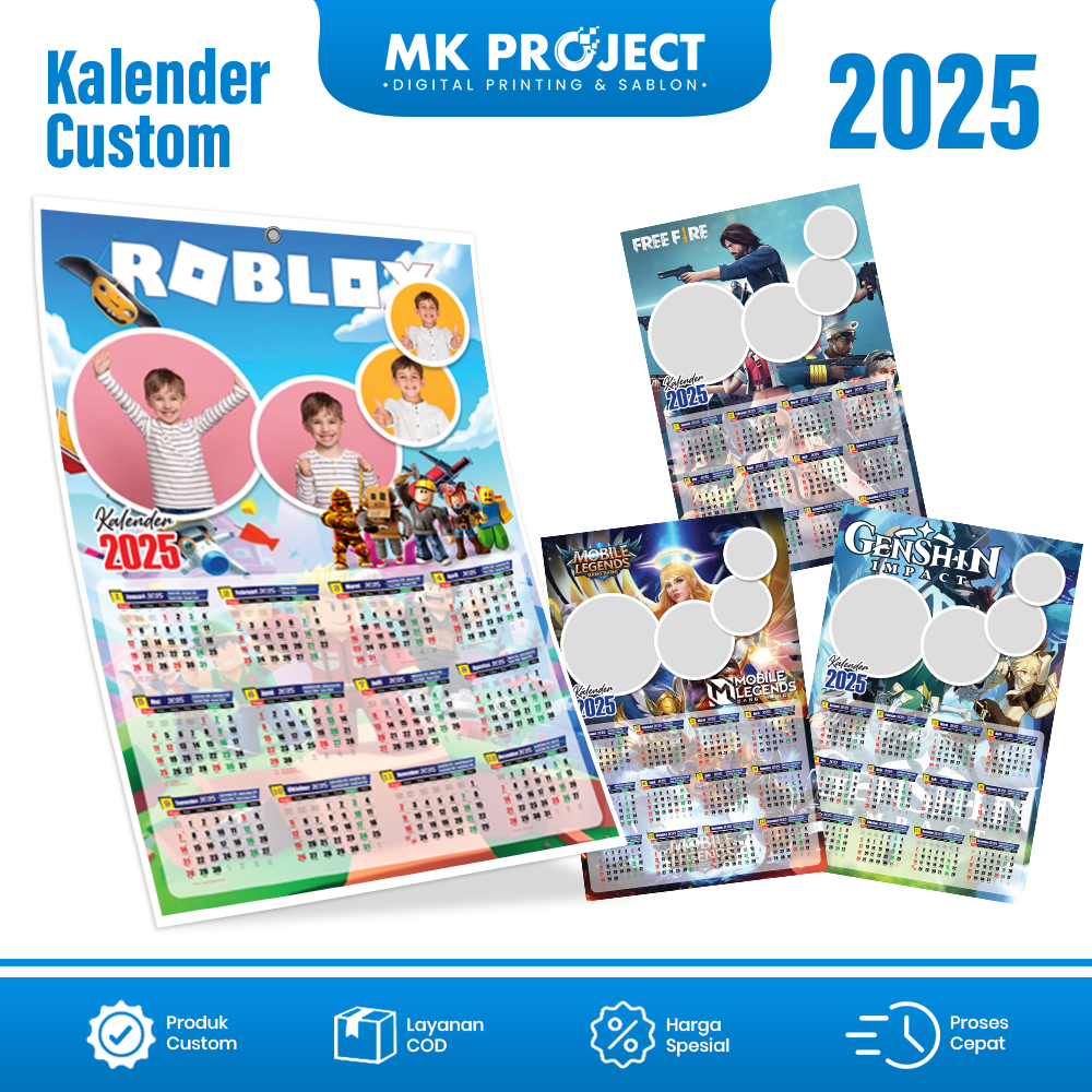 

KALENDER CUSTOM FOTO 2025 FREE TEMPLATE KARAKTER KARTUN TANPA MINIMAL ORDER