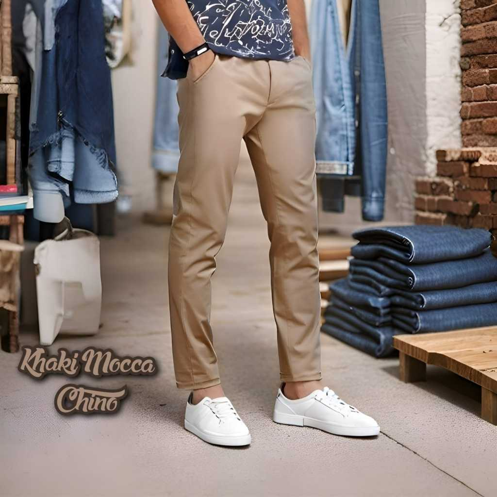 COMIC JEANS, CHINO KHAKI MOCCA, ACCENT SELEVDGE, STRETCH