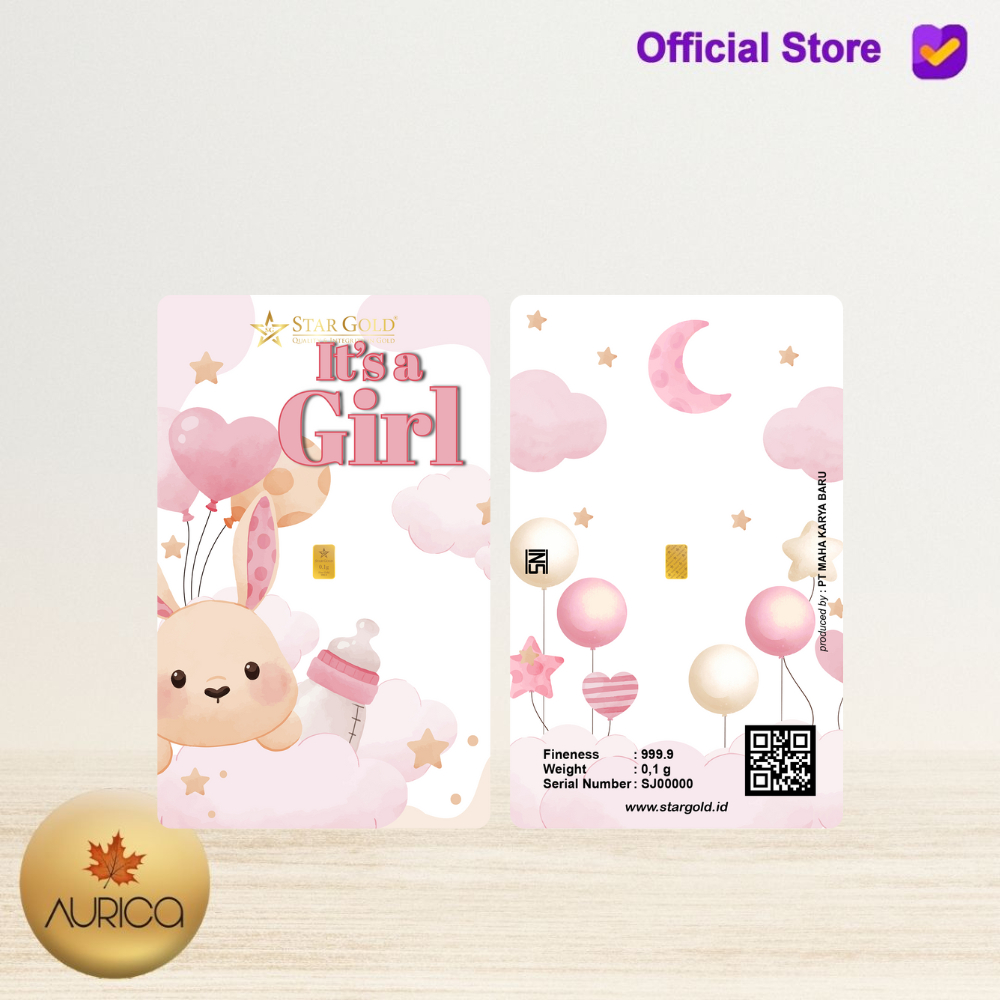 Logam Mulia Star Gold Series Baby Girl 03 0.1gram dan 0.25gram