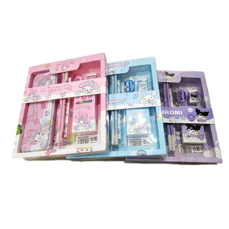 

Ay00! Set alat tulis tempat pensil kotak kado souvenir Kuromi Cinnamorol melody