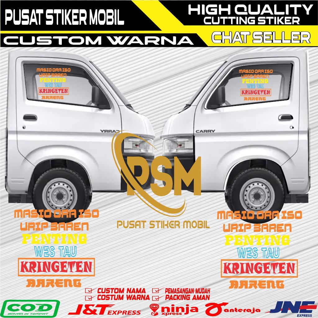 Stiker Kaca Kata Kata Pintu Mobil Body Truk Pickup L300 Carry Cutting Stiker Kata