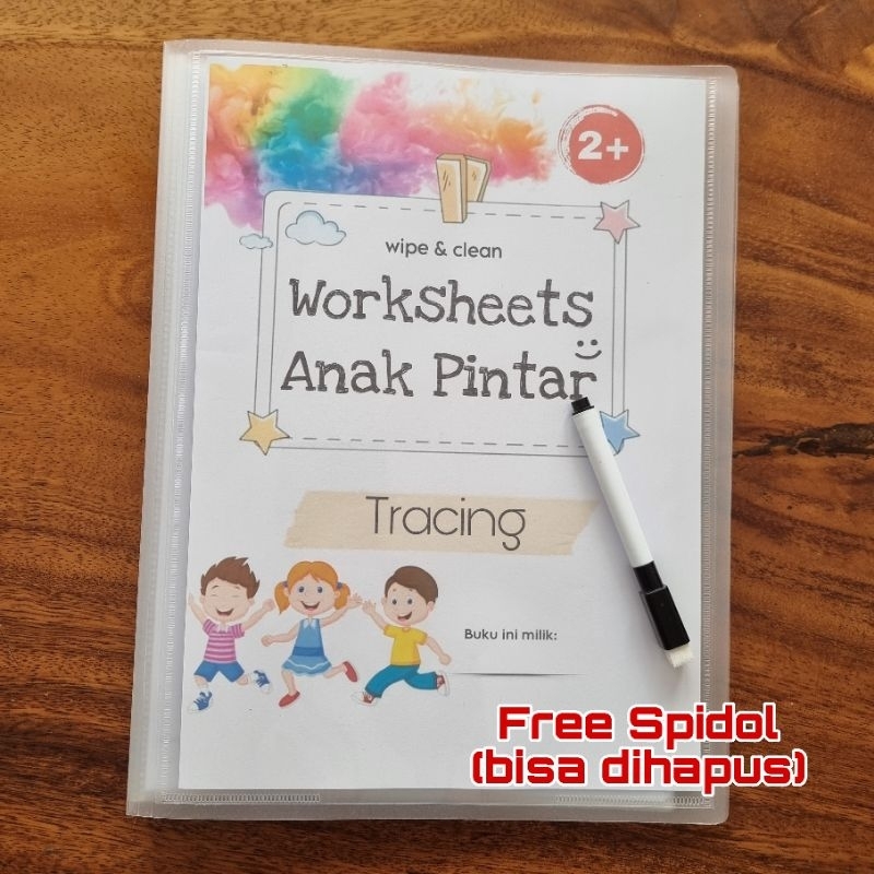 

Worksheet Tracing / Menebalkan | Untuk anak 2 Tahun++ | Wipe and clean | Bisa dihapus