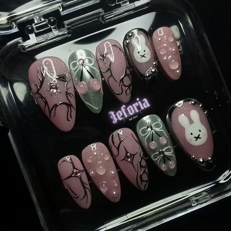 [JEFORIA] CYBER PINK MIFFY premium press on nails