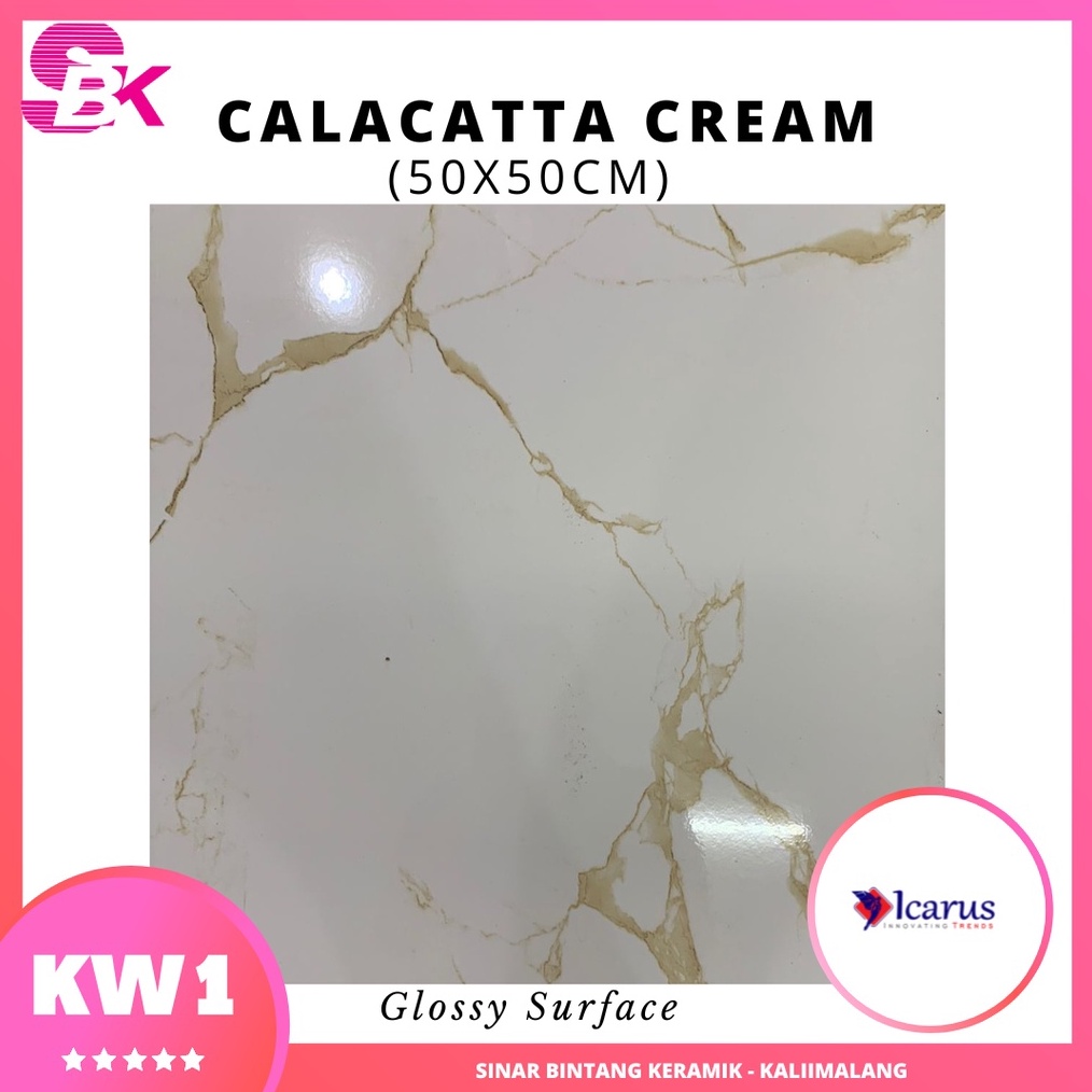 Keramik Lantai 5x5 Calacatta Cream