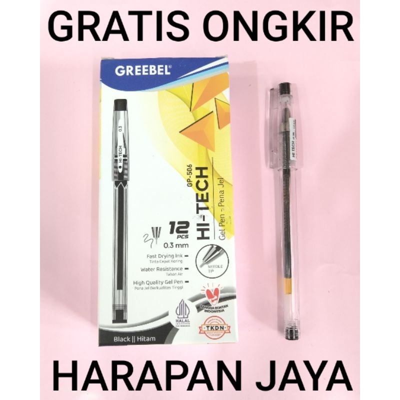 

Gel Pen GP-506 Hi-Tech GREEBEL 0.3mm Per Lusin ( ISI 12 PCS )