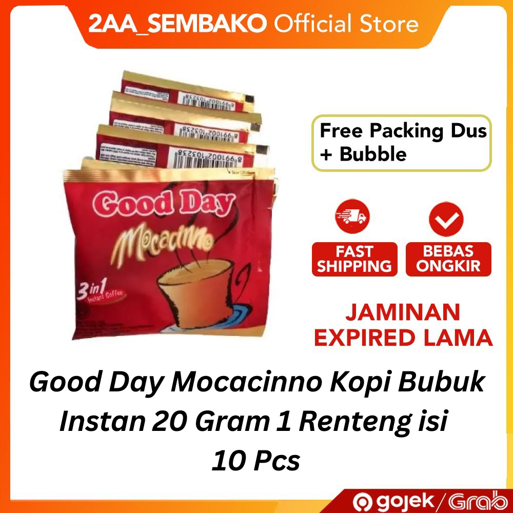 

Good Day Mocacinno Kopi Bubuk Instan 20 Gram 1 Renteng isi 10 Pcs