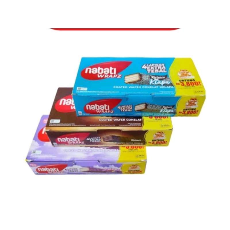 

nabati wrapz Coated wafer 12pcs x 18gram cokelat kelapa