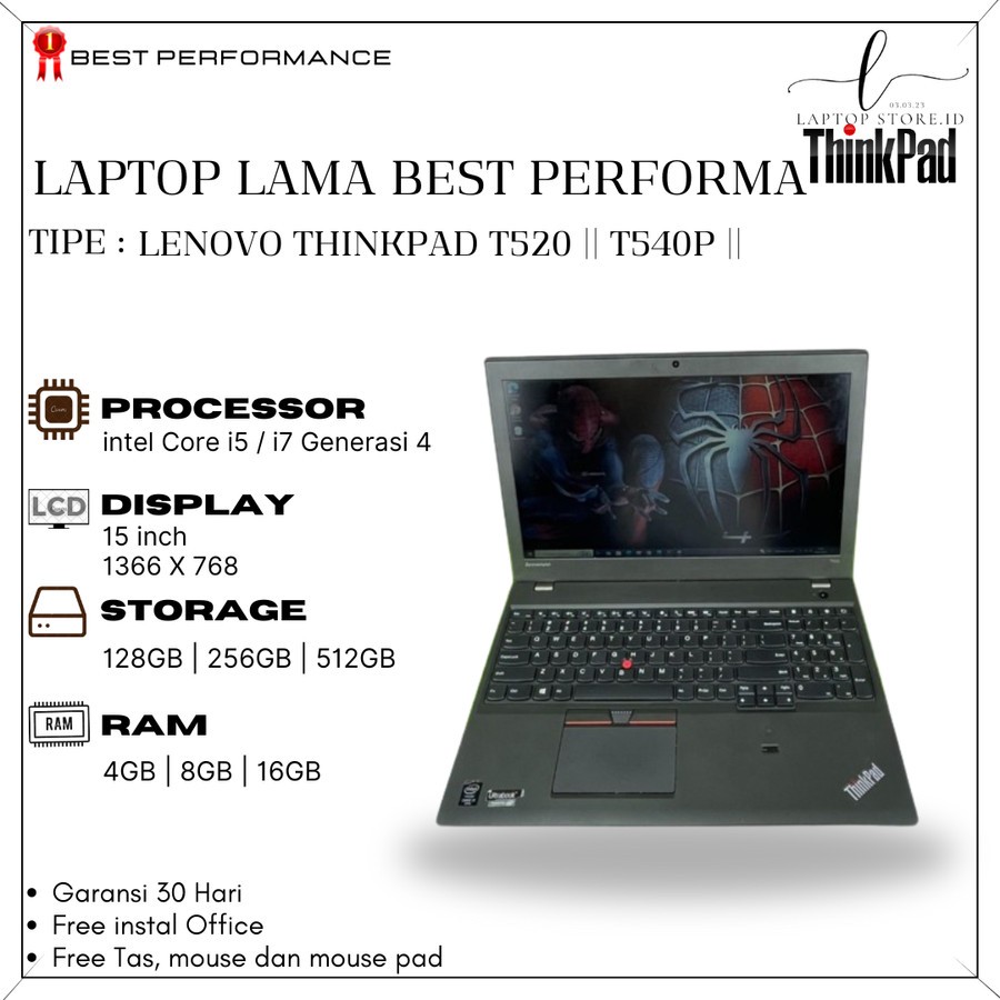 LENOVO THINKPAD T520 T540P CORE i5/i7 GENERASI 4 | 15 INCH | SECOND | GOOD CONDITION