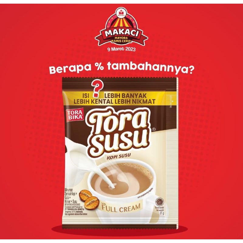 

tora bika susu 31gr isi 10 sachet