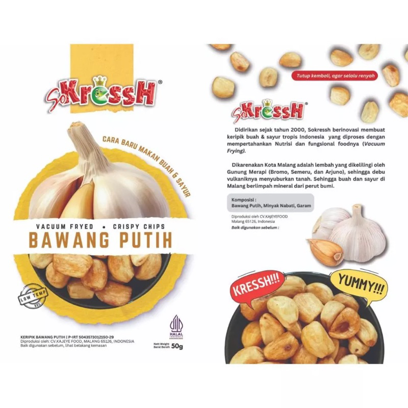 

Keripik Bawang Putih Cemilan Sehat Vacuum Fried