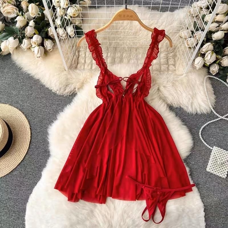 Limited Lingerie Dress Wanita Sexy Baju Tidur Dinas Malam Istri Depan Suami Hot Menggoda Jumbo