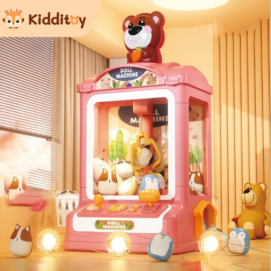 kidditoy Mainan Mesin Capit Mini Asli Murah Claw Machine Capit Boneka Dengan Musik Dan Lampu