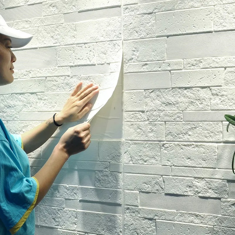 Wallpaper 3D Brick Foam Wallpaper Dinding Batu Bata Alam