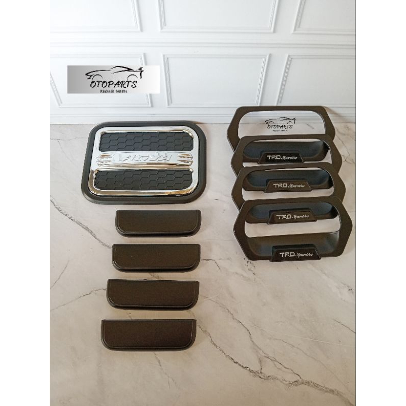 PAKET COVER OUTER HANDLE PINTU TUTUP BENSIN MOBIL AGYA 2013-2022 TRD SPORTIVO HITAM DOFF