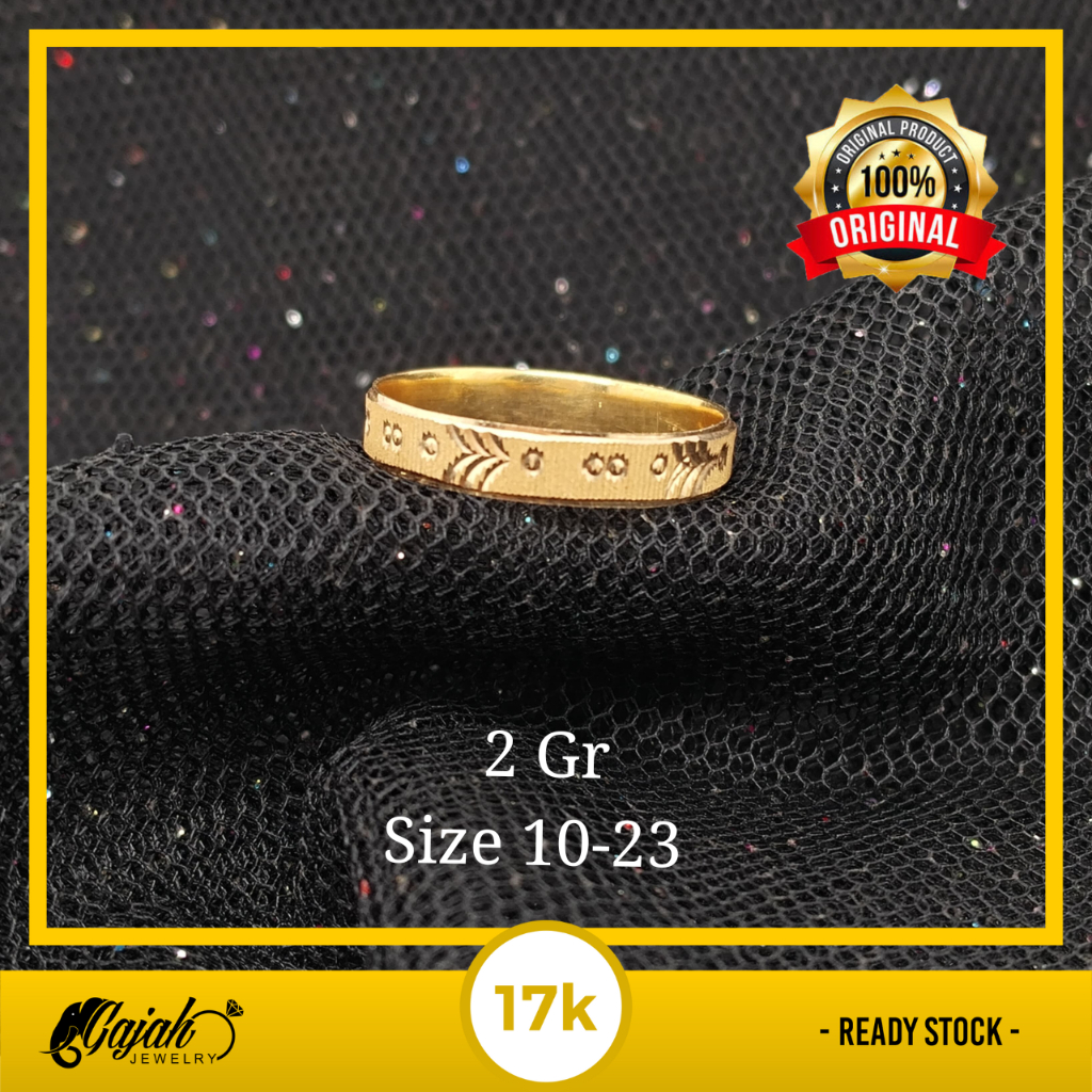 Cincin Emas 17 K - Toko Emas Gajah Online - 2 gr - 2182